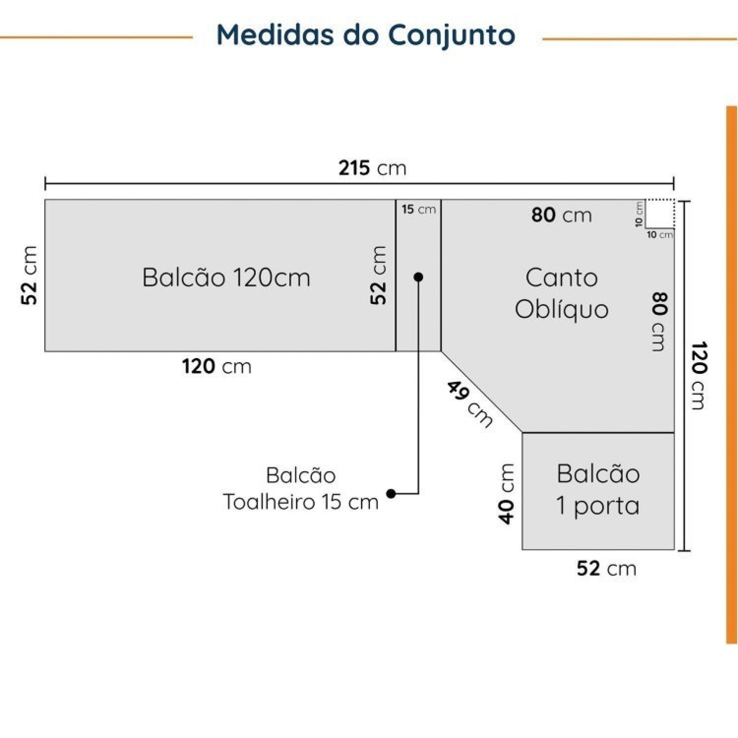 Cozinha Modulada 8 Peças 3 Aéreos 3 Balcões Adega e Toalheiro Ipanema Cabecasa Madeiramadeira - 3