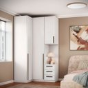 Ver imagem 1 de Guarda Roupa de Canto 2 Portas com Mesa de Cabeceira Altezza Trend:branco