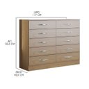 Ver imagem 4 de Cômoda 10 Gavetas Mdp 117x92x40,5cm Carvalho 3017