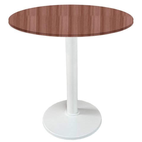 Mesa Zeta Ferro Branco 75 Cm (alt) Disco Redondo Tampo Mdp Redondo 80 Cm (larg) X 2,5 Cm (alt)