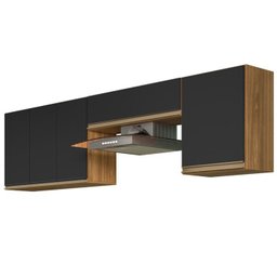 Kit Armario Aereo 3 Peças 234 cm Nature Preto Fosco PLLA - 1