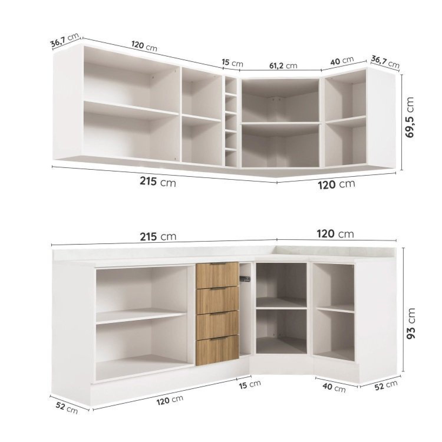 Cozinha Modulada 8 Peças 3 Aéreos 3 Balcões Adega e Toalheiro Ipanema Cabecasa Madeiramadeira - 5