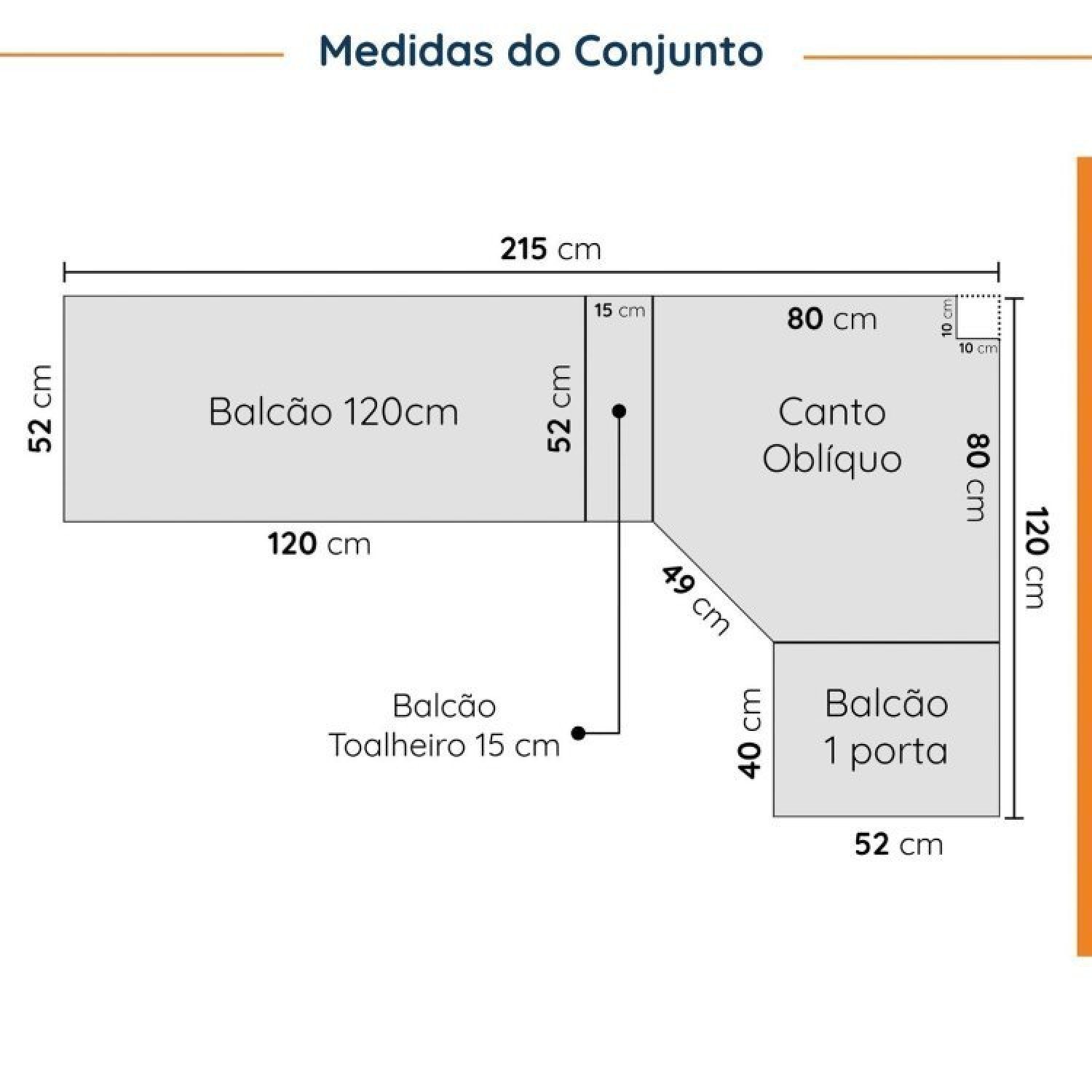 Cozinha Modulada 8 Peças 3 Aéreos 3 Balcões Adega e Toalheiro Ipanema Cabecasa Madeiramadeira - 3