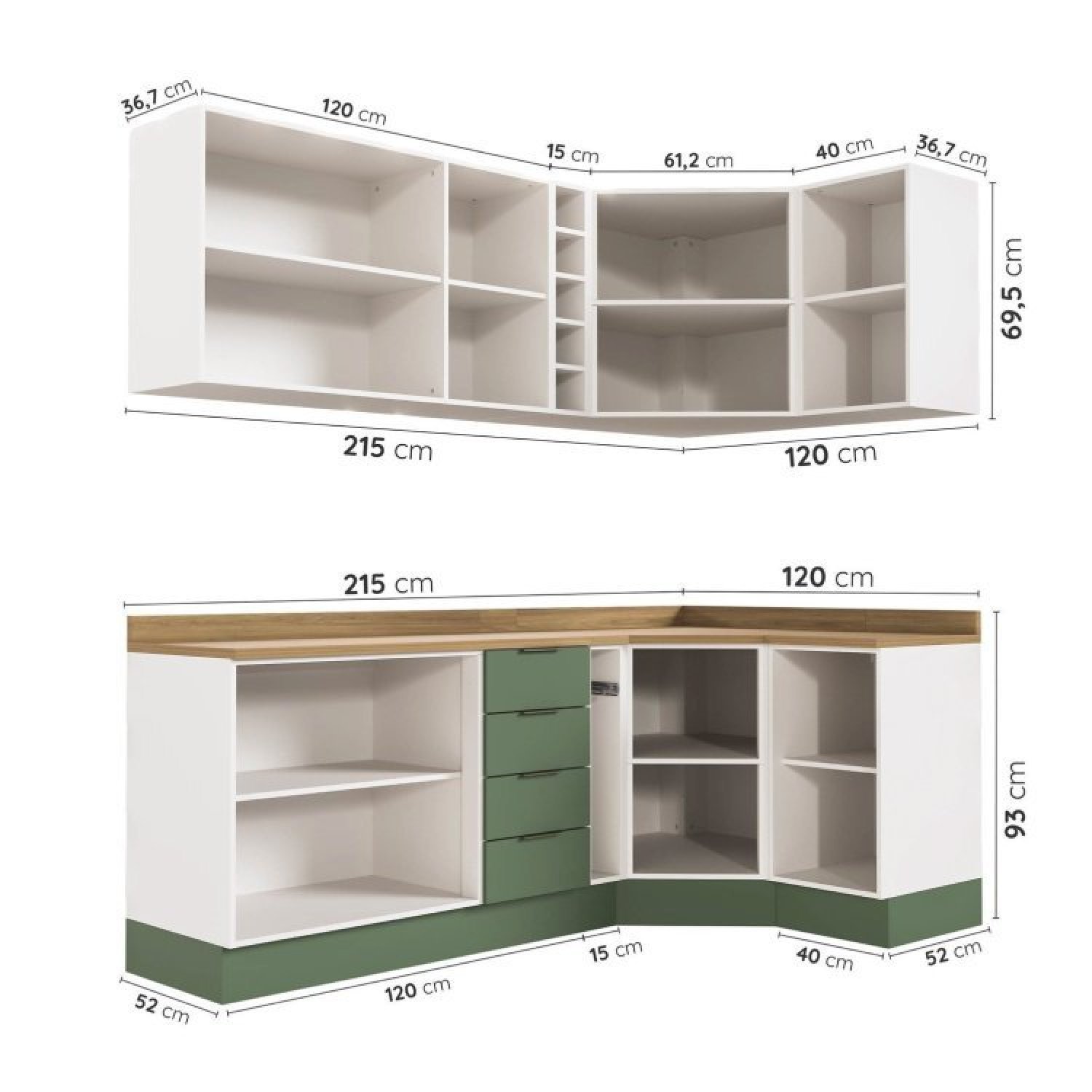 Cozinha Modulada 8 Peças 3 Aéreos 3 Balcões Adega e Toalheiro Ipanema Cabecasa Madeiramadeira - 5