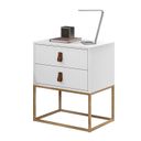 Ver imagem 3 de Mesa de Cabeceira 2 Gavetas Unic 45 C/Puxador em Couro Base de Ferro Dourado:Branco