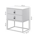 Ver imagem 4 de Mesa de Cabeceira 2 Gavetas Unic 45 C/Puxador em Couro Base de Ferro Dourado:Branco