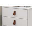 Ver imagem 2 de Mesa de Cabeceira 2 Gavetas Unic 45 C/Puxador em Couro Base de Ferro Dourado:Branco