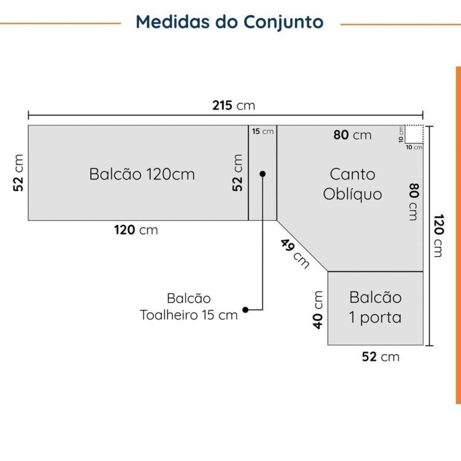 Cozinha Modulada 8 Peças 3 Aéreos 3 Balcões Adega e Toalheiro Ipanema Cabecasa Madeiramadeira - 3