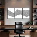 Ver imagem 1 de Quadro Decorativo Abstrato Linhas Kit 3 Quadros