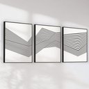 Ver imagem 3 de Quadro Decorativo Abstrato Linhas Kit 3 Quadros