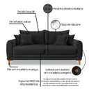 Ver imagem 7 de Sofá Living 3 Lugares Bouclê Preto 1.80m Pés em Madeira Bz Home Decor