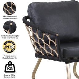 Poltrona Milão Corda Náutica Trama Original Alumínio, Área Externa, Piscina, Decoração - 5