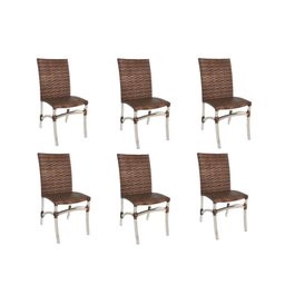 Kit com 6 Cadeiras em Alumínio Fibra Sintética para Cozinha Área Externa Jardim Varanda Não Enferruj - 1