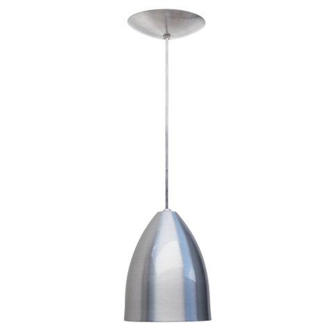 Pendente Soft Poptem cone aluminio escovado e branco