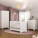 Ver imagem 1 de Quarto de Bebê Completo Guarda Roupa 3 Portas 2 Gavetas com Cômoda e Berço Lily Branco