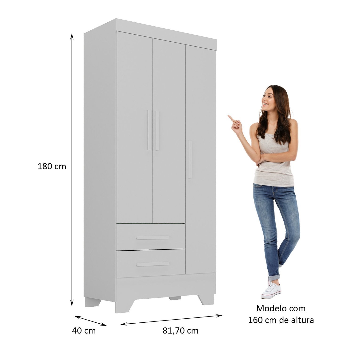 Quarto de Bebê Completo Guarda Roupa 3 Portas 2 Gavetas com Cômoda e Berço Lily Branco - 7