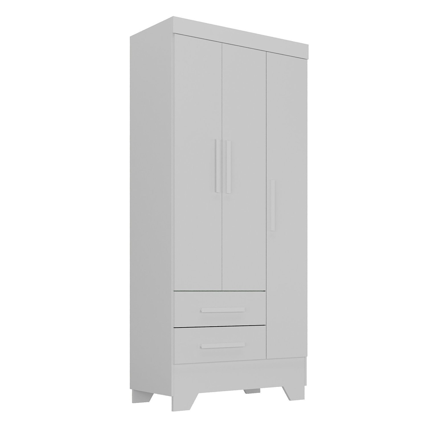 Quarto de Bebê Completo Guarda Roupa 3 Portas 2 Gavetas com Cômoda e Berço Lily Branco - 4