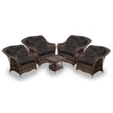 Ver imagem 1 de Conjunto de Poltronas Fibra Sintética Naja - 4 Poltronas + 1 Mesa Centro - Tecido Duna Marrom