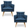 Kit 2 Poltronas Thais Suede Azul Marinho Pés Palito - Pallazio - 1