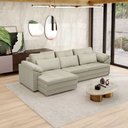Ver imagem 1 de Sofá Retrátil Manual Sala de Estar Nolan Bipartido 297cm Conforto Premium em Couro Offwhite G58 - Gr