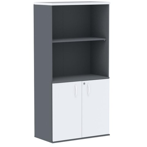 Armário Misto PE25 Pandin 79,20 cm (largura) MDP Cor Grafito e Branco com Duas portas e Prateleira