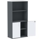 Ver imagem 2 de Armário Misto PE25 Pandin 79,20 cm (largura) MDP Cor Grafito e Branco com Duas portas e Prateleira