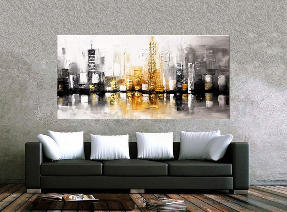 Quadro Pintura Tela Cidade Paisagem Urbana 2435: 50cm (A) x 100cm (L) - 2