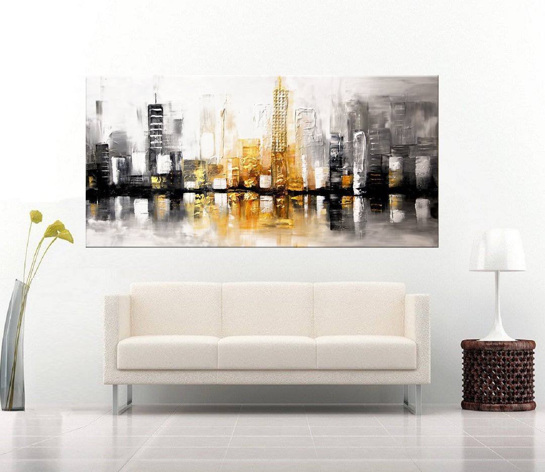 Quadro Pintura Tela Cidade Paisagem Urbana 2435: 50cm (A) x 100cm (L) - 3