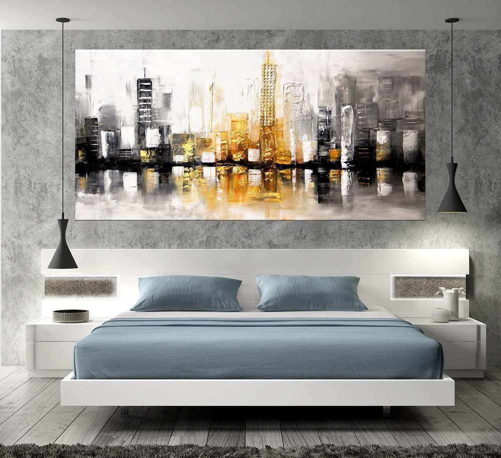 Quadro Pintura Tela Cidade Paisagem Urbana 2435: 50cm (A) x 100cm (L) - 5