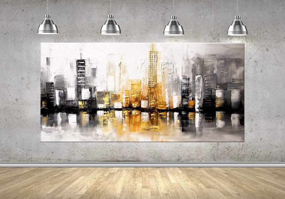 Quadro Pintura Tela Cidade Paisagem Urbana 2435: 50cm (A) x 100cm (L) - 4