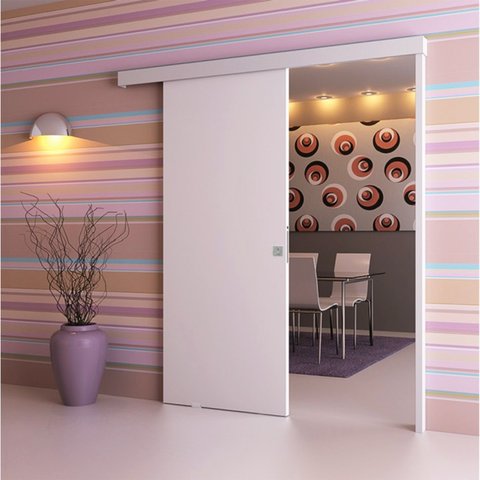 Porta de Correr de madeira Completa 210x82cm com Fechadura e Ferragens 