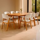 Ver imagem 1 de Kit 8 Cadeiras de Jantar Noah Estofada com Braço Madeira Maciça Linho Bege - Arkell