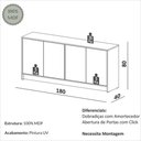 Ver imagem 3 de Balcão Aparador Minimalista 1,80 m com 4 Portas 100% MDF Dalla Costa Cor:Carvalho Rosé
