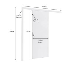 Porta de Correr de madeira Completa 210x72cm com Fechadura e Ferragens  - 5