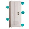Guarda Roupa Solteiro 3 Portas 1 Gaveta Lyon - Branco - 5