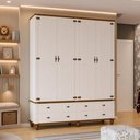 Ver imagem 1 de Guarda Roupa Solteiro 4 Portas 4 Gavetas 190cm Provençal Alegra S05 Off White Nogueira - Lyam Decor