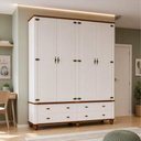 Ver imagem 4 de Guarda Roupa Solteiro 4 Portas 4 Gavetas 190cm Provençal Alegra S05 Off White Nogueira - Lyam Decor