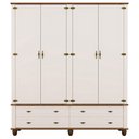 Ver mais imagens de Guarda Roupa Solteiro 4 Portas 4 Gavetas 190cm Provençal Alegra S05 Off White Nogueira - Lyam Decor