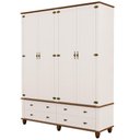 Ver imagem 2 de Guarda Roupa Solteiro 4 Portas 4 Gavetas 190cm Provençal Alegra S05 Off White Nogueira - Lyam Decor
