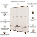 Ver imagem 5 de Guarda Roupa Solteiro 4 Portas 4 Gavetas 190cm Provençal Alegra S05 Off White Nogueira - Lyam Decor