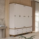 Ver imagem 3 de Guarda Roupa Solteiro 4 Portas 4 Gavetas 190cm Provençal Alegra S05 Off White Nogueira - Lyam Decor