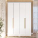 Ver imagem 1 de Guarda-Roupa Solteiro 4 Portas 159cm 100% MDF Lumiar Espresso Móveis Branco