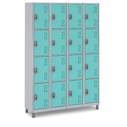 Armário Roupeiro Aço 16 Portas 191×130×41cm Volume C/ Tranca Cor:azul - 7
