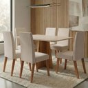 Ver imagem 3 de Conjunto Sala de Jantar Mesa 1,60m Moove 6 Cadeiras Veludo Milano Viero Madeirado / Marfim
