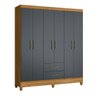 Guarda Roupa Casal 6 portas e 2 gavetas Panamá - Freijo / Cinza - 7