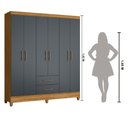 Ver imagem 3 de Guarda Roupa Casal 6 portas e 2 gavetas Panamá - Freijo / Cinza