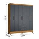 Ver imagem 2 de Guarda Roupa Casal 6 portas e 2 gavetas Panamá - Freijo / Cinza