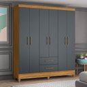 Ver imagem 1 de Guarda Roupa Casal 6 portas e 2 gavetas Panamá - Freijo / Cinza