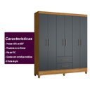 Ver imagem 5 de Guarda Roupa Casal 6 portas e 2 gavetas Panamá - Freijo / Cinza