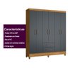 Guarda Roupa Casal 6 portas e 2 gavetas Panamá - Freijo / Cinza - 5